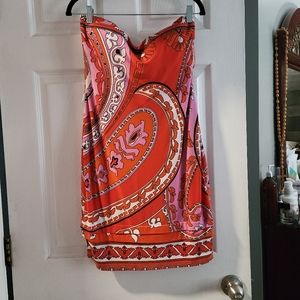 Strapless tropical dress (missing belt)